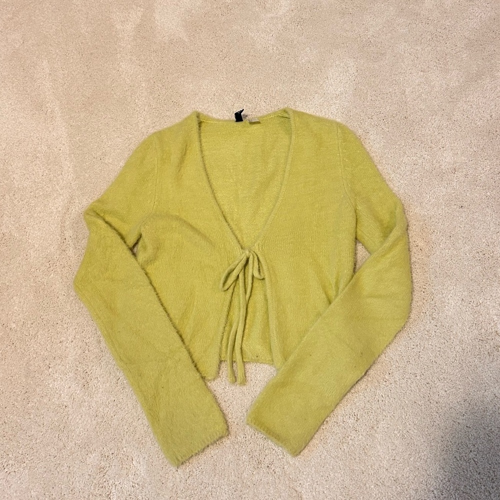Tie Front Green Sweater